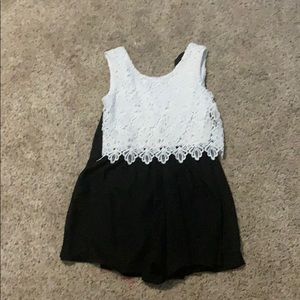 Black and white lace dress with bow